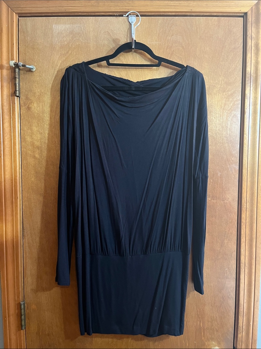Express Small Black Long-Sleeve Draped Jersey Tunic Dress - BUNDLE